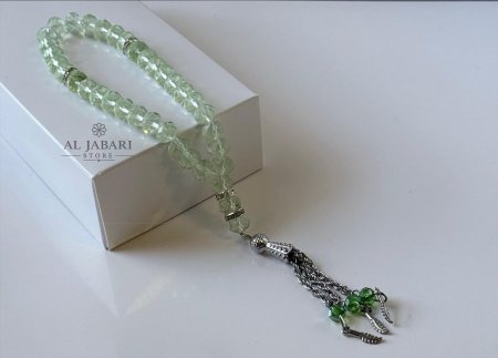 مسابح - سبح كرستال زجاج 33 حبة ( فستقي )